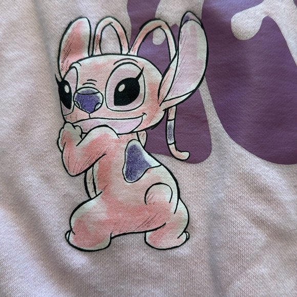🔴 DISNEY LILO & STITCH PINK & PURPLE OVERSIZED SWEATSHIRT SIZE SMALL - Picture 3 of 3